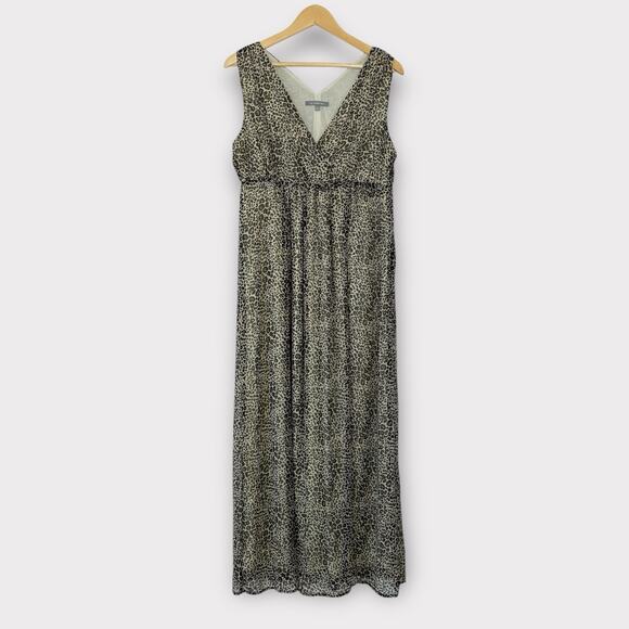 NY‎ Collection Leopard Print Maxi Dress Size Large Stretch Waist Flowy - Picture 1 of 9